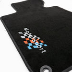 CAtuned black motorsport floor mats for BMW E30 Coupe and Sedan – full set with heel pad