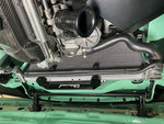 Black anodized billet CNC radiator mount by CA Tuned